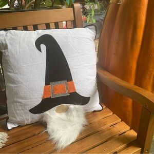 Halloween Gnome Pillow with Black Hat